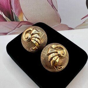 Textured Dome Gold CLIP Earrings